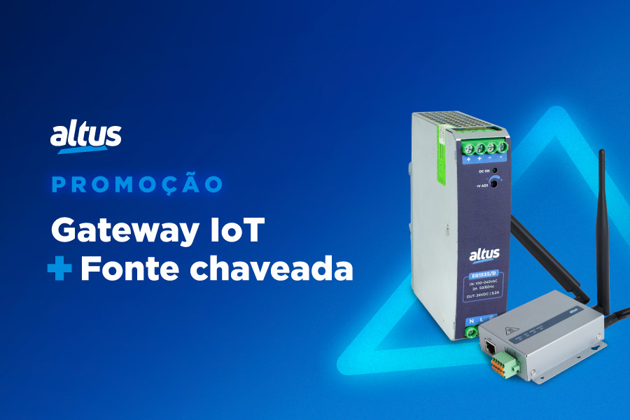 Conjunto para conectividade industrial: gateway IoT + fonte de alimentação